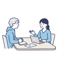 自己分析や企業選びを壁打ちするイラスト
